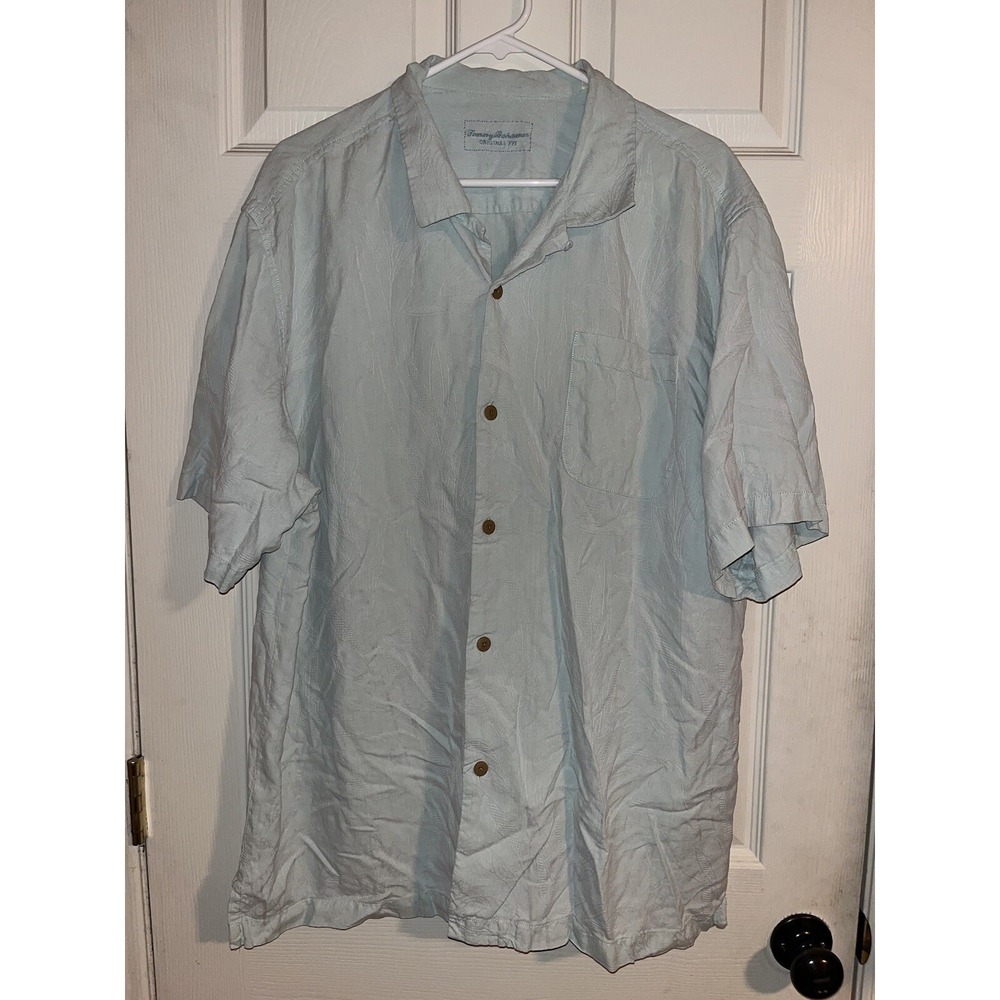 Tommy Bahama Hawaiian‎ Shirt Men's Xl Mint Green  Button Down Relax 100% Silk